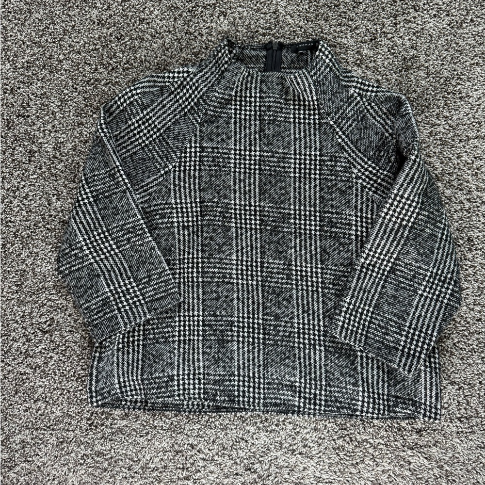 Zara cropped women’s checkered 3/4 sleeve top